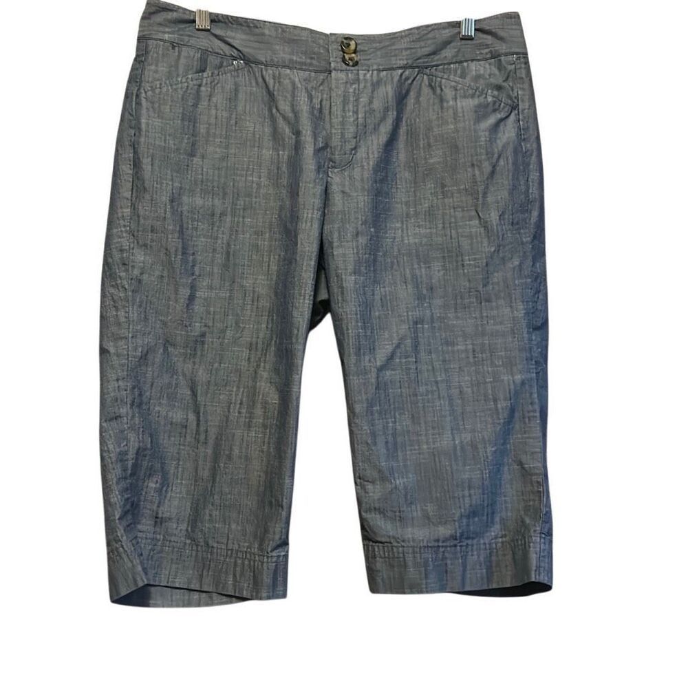 Chico's Women's Blue Chambray‎ Capri Crop Pants Casual Summer